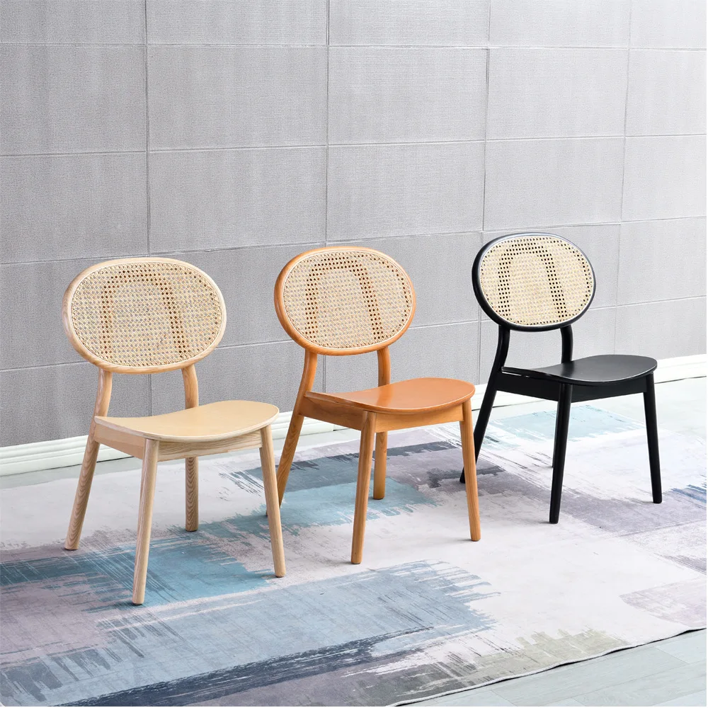 

Nordic Solid Wood Dining Chair Rattan Chair Home Armchair Milk Tea Shop Restaurant Chair Wohnzimmer Sofas Household Items