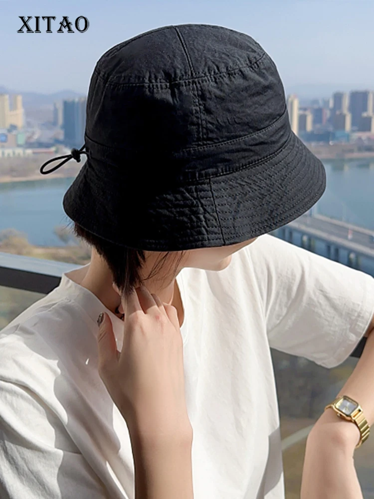 

XITAO, одноцветные повседневные шляпы-ведерки для женщин, Корея, лето 2023, Новое поступление, индивидуальная модная шляпа от солнца, шляпы-ведерки, WLD11346