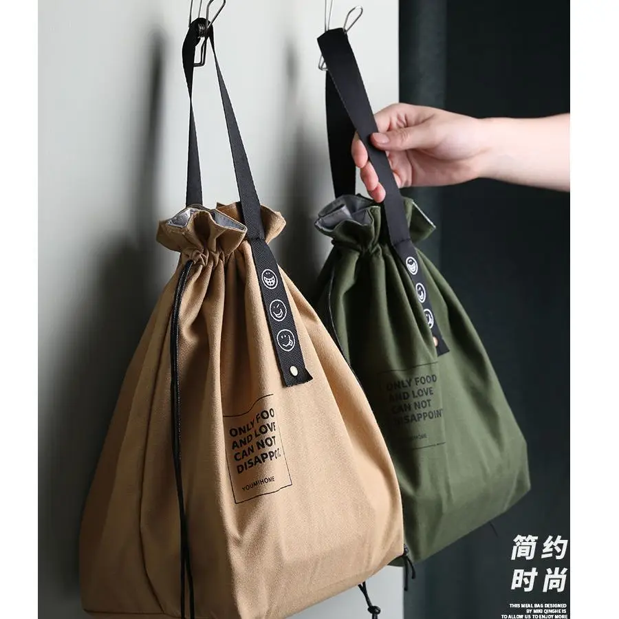 

Cotton Canvas Lunch Box Rice Box Bag Handbag Women's Summer Waterproof Lining Large Capacity Office Workers' Bento Bag ZD363