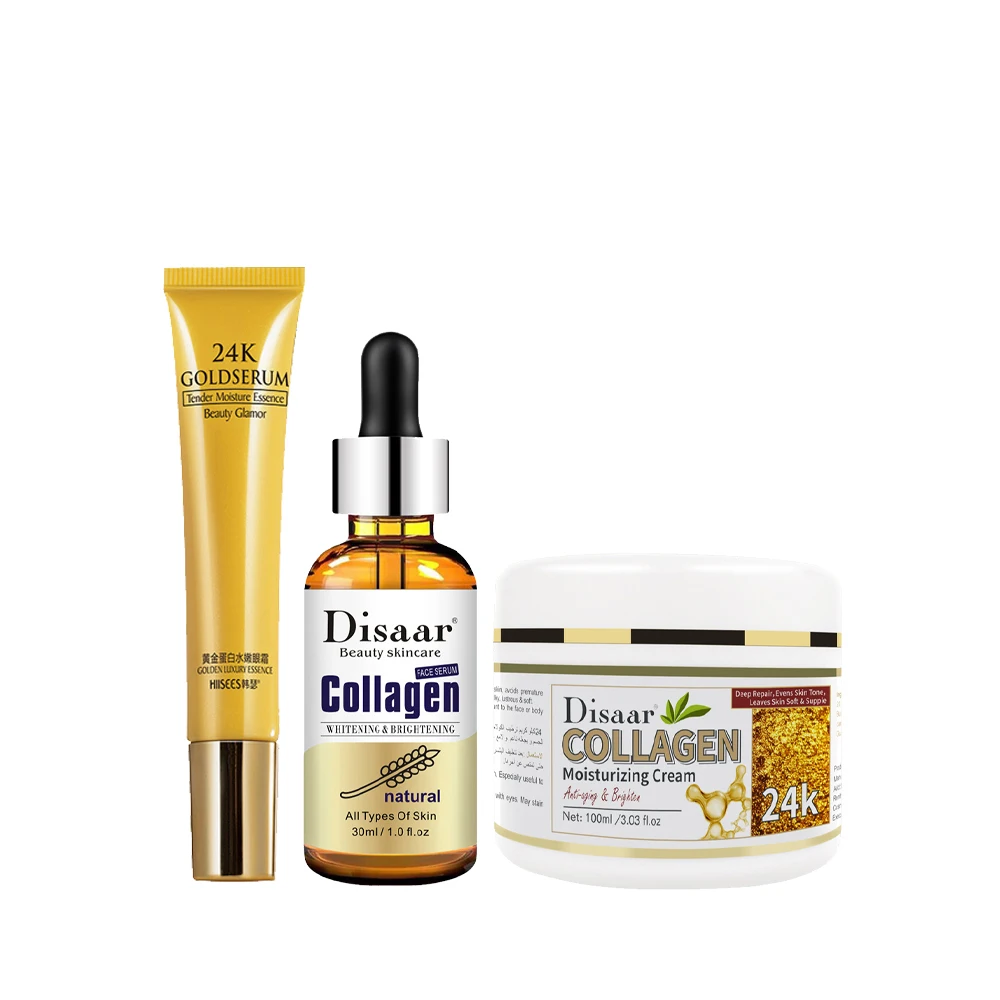 

Face Care Collagen Moisturize Serum Whitening Repair Anti Wrinkle Fade Dark Circles Firm Brighten Eye Mask Skin Care Cream Set