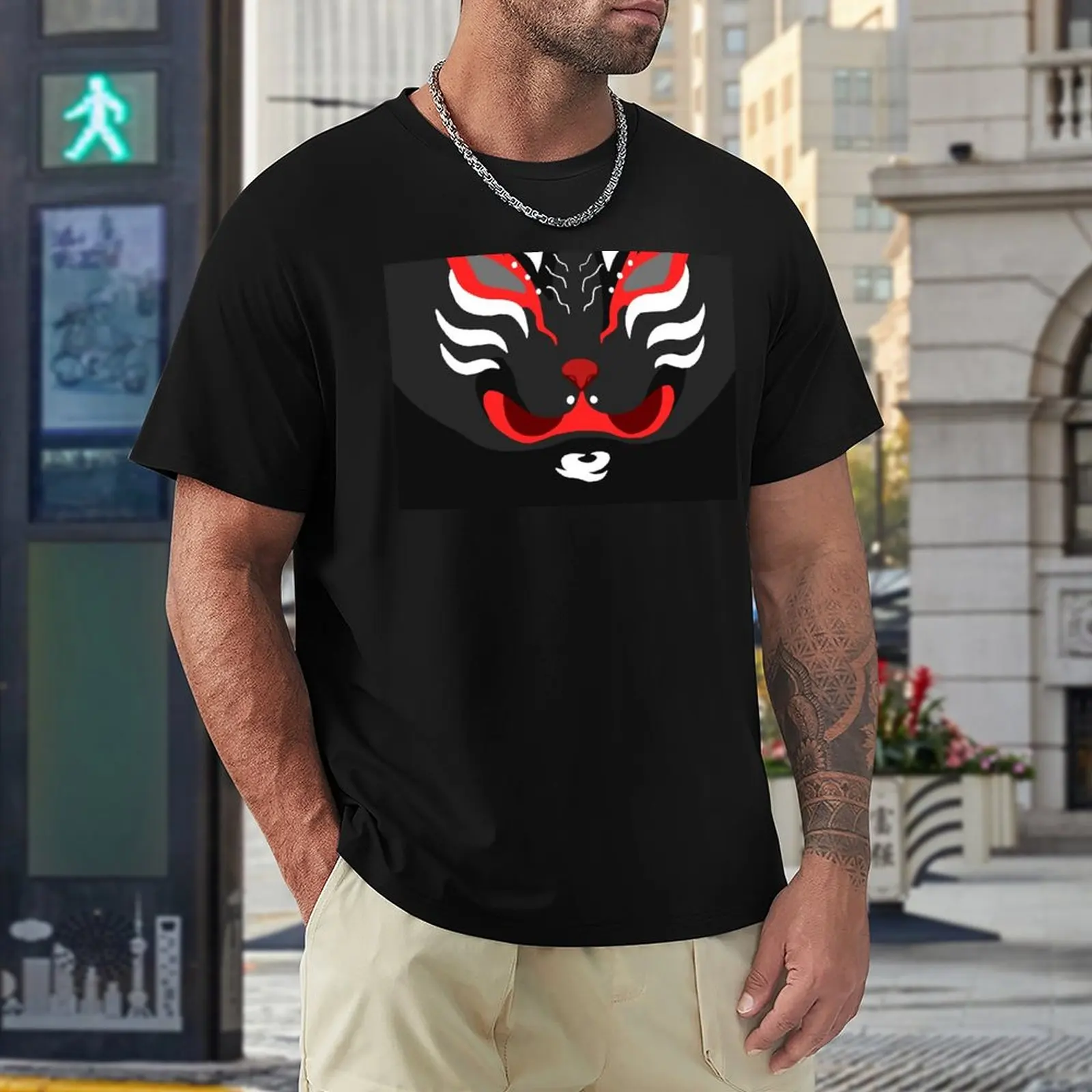

Tshirt Black Kitsune Graphic Cool Leisure Eur Size High Grade