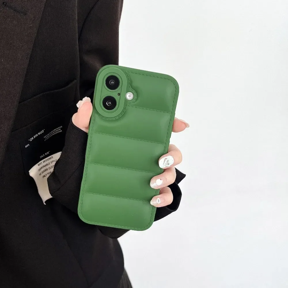 Чехол для телефона в стиле пуховой куртки iPhone 16 Pro Max 15 14 Plus 13 12 11 Мягкий корпус из