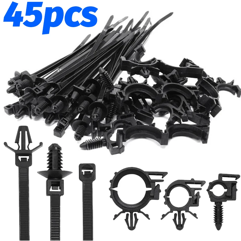 

Универсальный автомобильный комплект-органайзер для проводов, автомобильный фиксатор, застежка-молния, ассортимент моторного отсека, держатель жгута проводов, зажимы