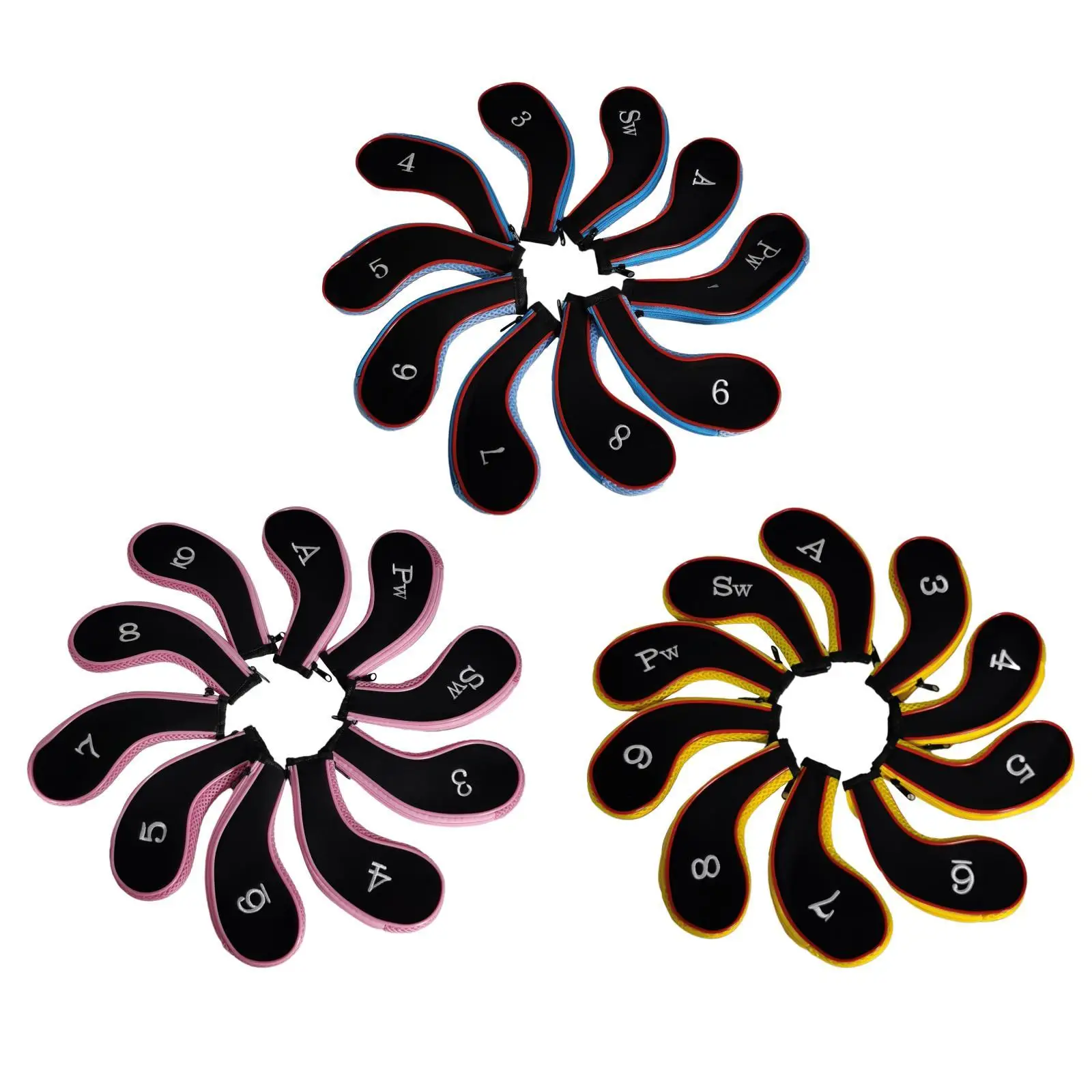 

10PC Golf Club Covers Iron Headcovers 3 4 5 6 7 8 9 A SW PW