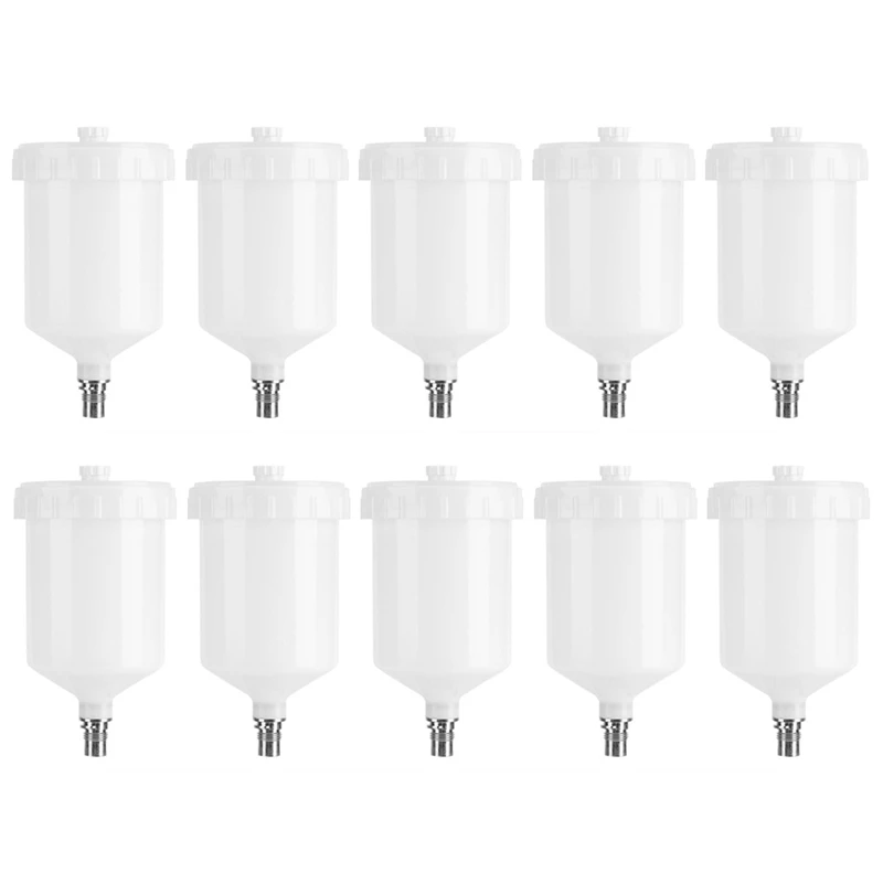 

10X 600Ml Plastic Hvlp Paint Cup Pot For Sata Sprayer Cup Connector Jet Paint Sprayer