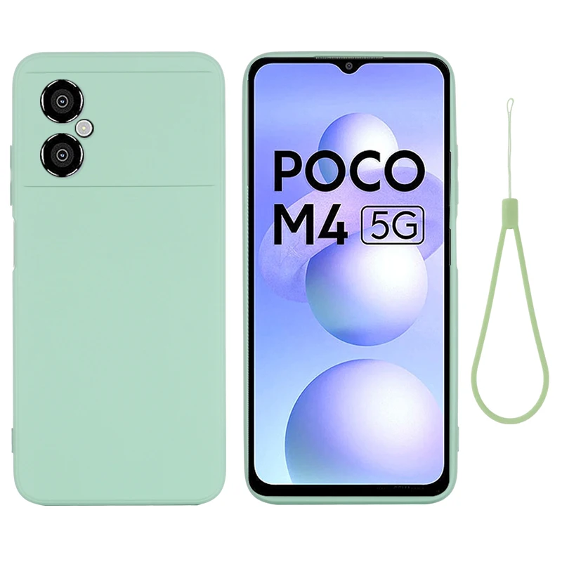 

For POCO M4 5G Case Soft Premium Liquid Silicone Case with Flocking inside For PocoPhone M4 Cover with Strip