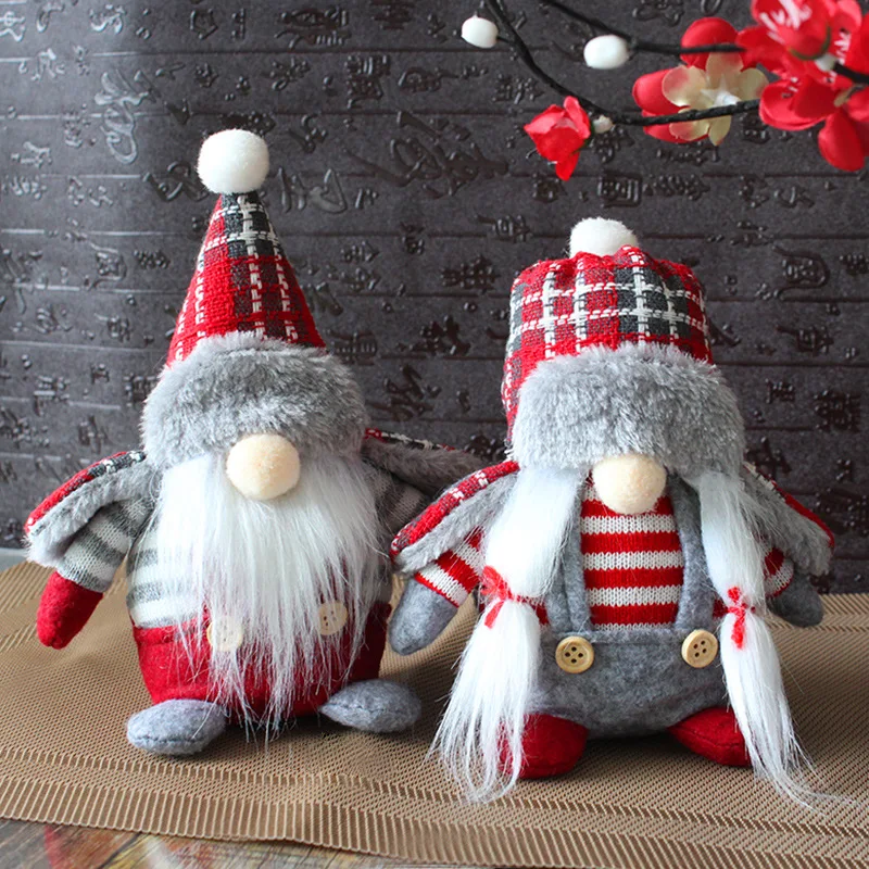 

Faceless Doll Forest Elderly Decoration Fashion Plaid Hat Old Man Doll Scene Decorations Kids Gift New Year