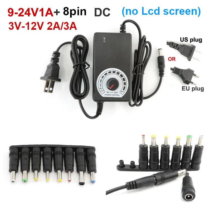 100-240 В переменного тока в постоянный ток 9 12 24 1A 2A 3A Регулируемый импульсный