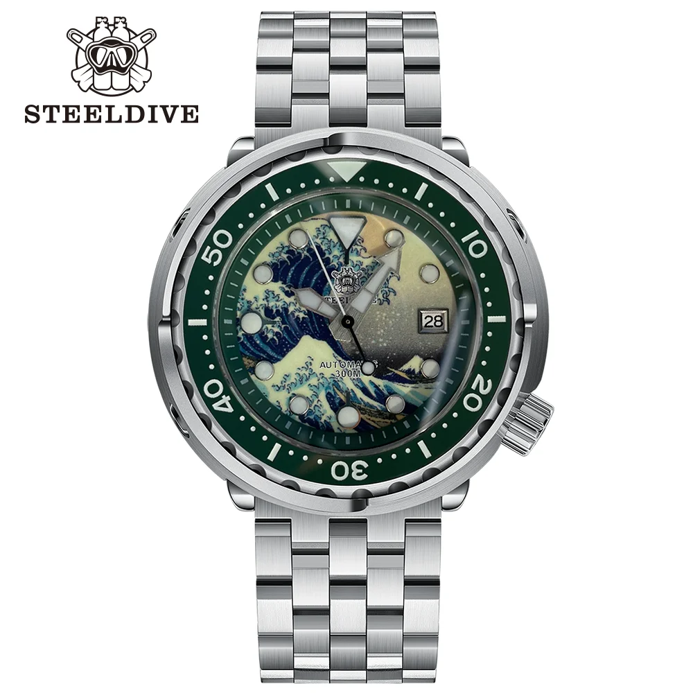 

STEELDIVE SD1975J 47.5mm Case Ceramic Bezel Full Luminous Surfing Dial Dive Watch 300m Waterproof NH35 Tuna Kanagawa Dive Watch