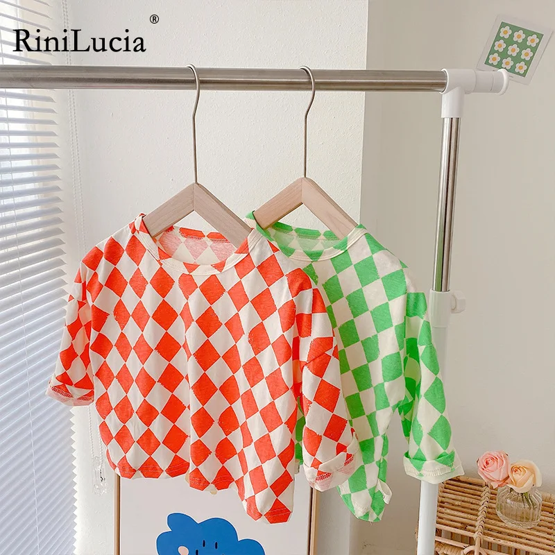 

RiniLucia Children's T-shirt Summer 2022 New Kids Clothing Cotton Boys Clothes Casual Style Boy Oversized geometric T-shirt