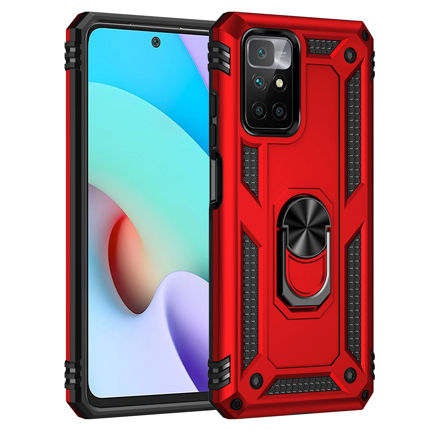 

Armor Magnetic Metal Bracket Ring Protection Phone Case For Xiaomi Redmi NOTE 7 8 9 10 11 S T PRO MAX PLUS 5G Stand Back Cover