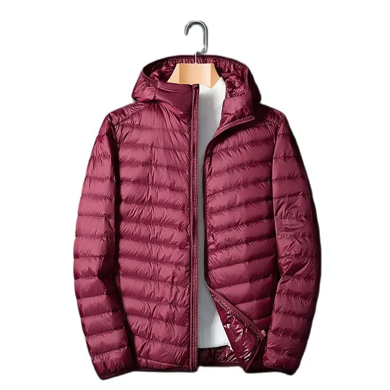 Lightweight White Duck Down Jackets Men Winter New Thermal Stand Collar Zipper Coat Fashion Casual Slim Fit Light Warm Overcoat
