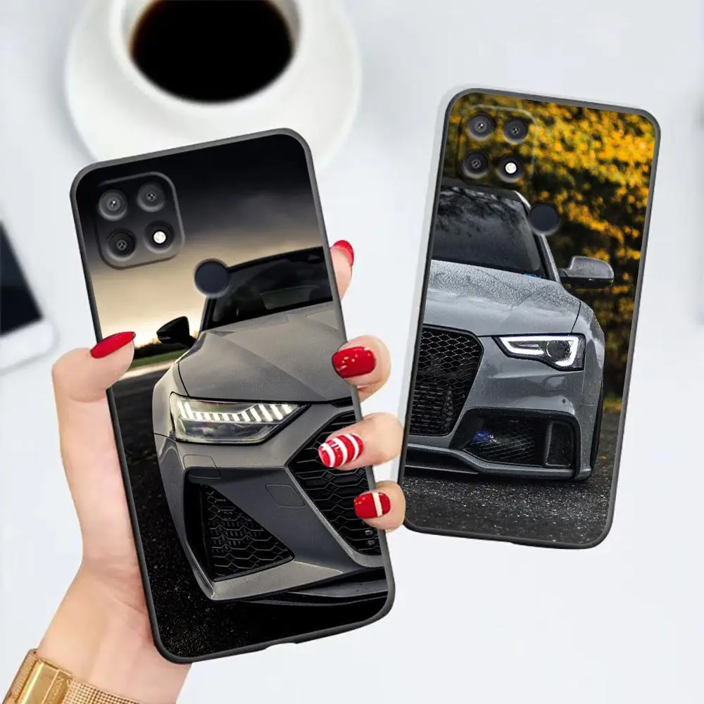 

Black A-Audi Luxury Cars Fashion Case For Oppo Realme 9 9Se 9i V25 8 8i 7 7i 6 6i 6s 5 5i 5s C17 Pro Speed Narzo 5G Cover Fundas