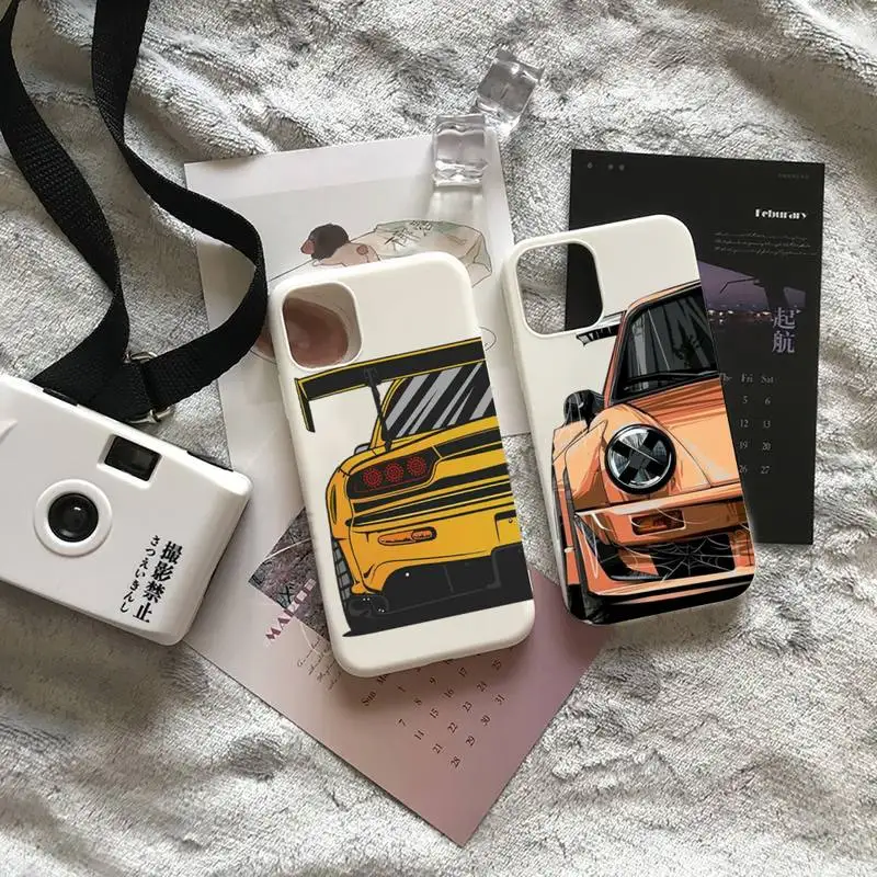 

Male Men JDM Sports Cars Phone Case Candy Color for iPhone 6 7 8 11 12 13 s mini pro X XS XR MAX Plus