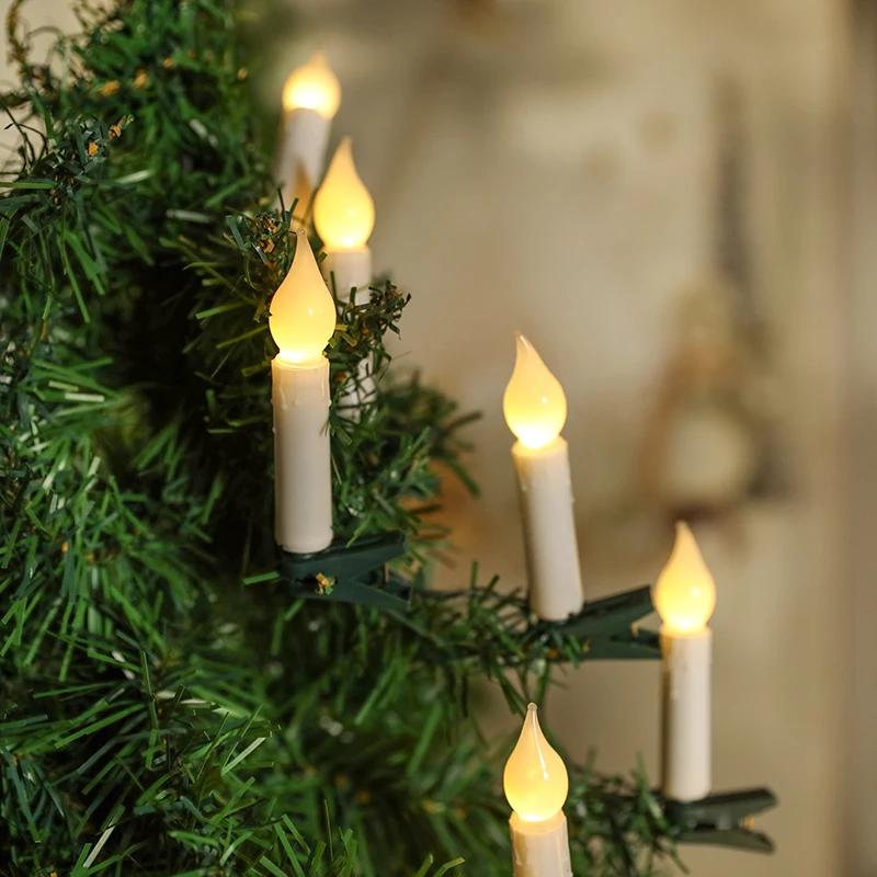 10/20 светодиодных рождественских свечей с зажимами беспламенная свеча на