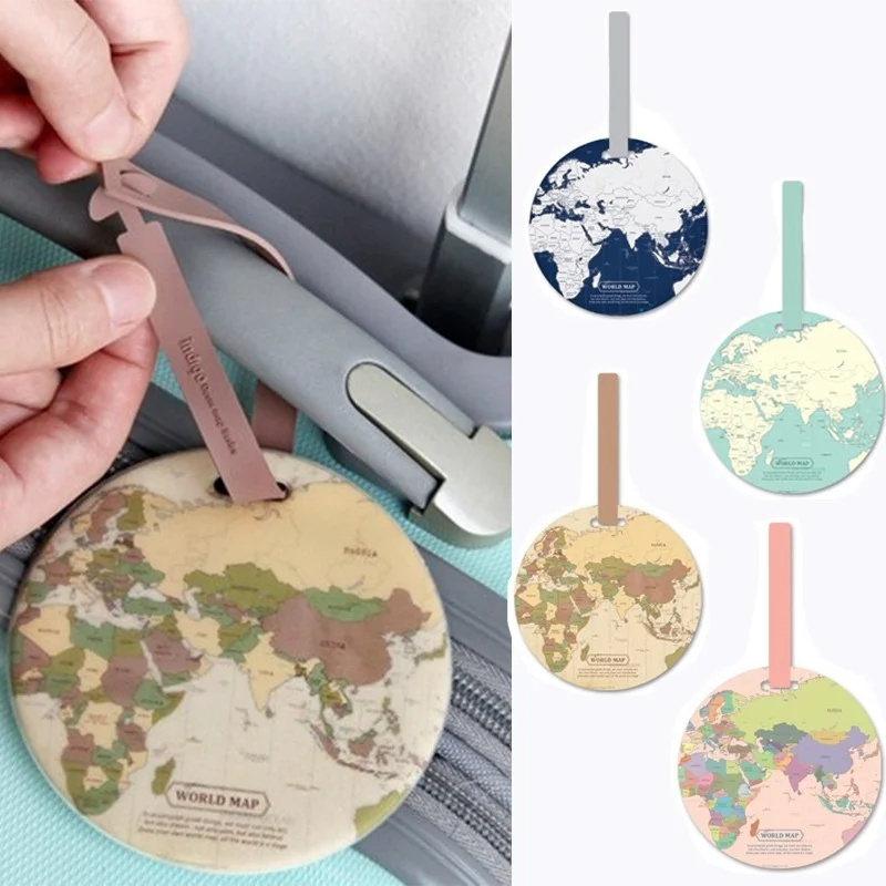 

Модная бирка для багажа с картой, Женские аксессуары для путешествий, силиконовый гелевый держатель для чемодана, удостоверения личности, б...