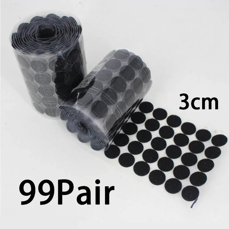

99 Pair 30mm Hook Loop Tape For for Bed Sheet Sofa Mat Carpet Anti Slip Pads Handmade DIY Stickers Fridge Magnets Round Tape