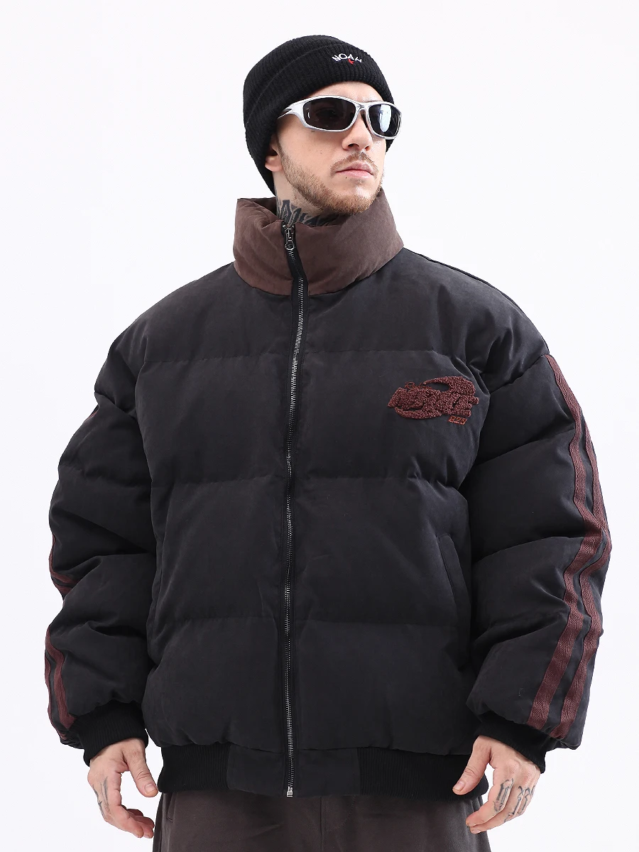 Winter Thicken Warm Padded Parka Men Patchwork Vintage Puffer Jacket Streetwear Harajuku Oversized Coat Unisex Outwear