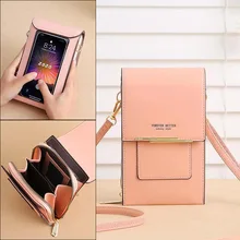 Touch Screen Mobile Phone Female Bags Multifunction Messenger Purse Purse Color Leather Women Wallet Ladies Single Shoulder Bag
