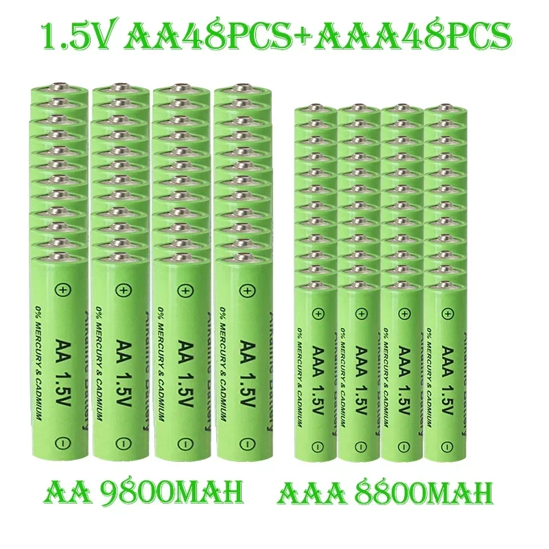 

AA + AAA Rechargeablebattery 1.5V 9800mAh/1.5VAAA 8800mah Alkaline Battery Remote Control Computer Shaver Replace Ni-Mh Battery