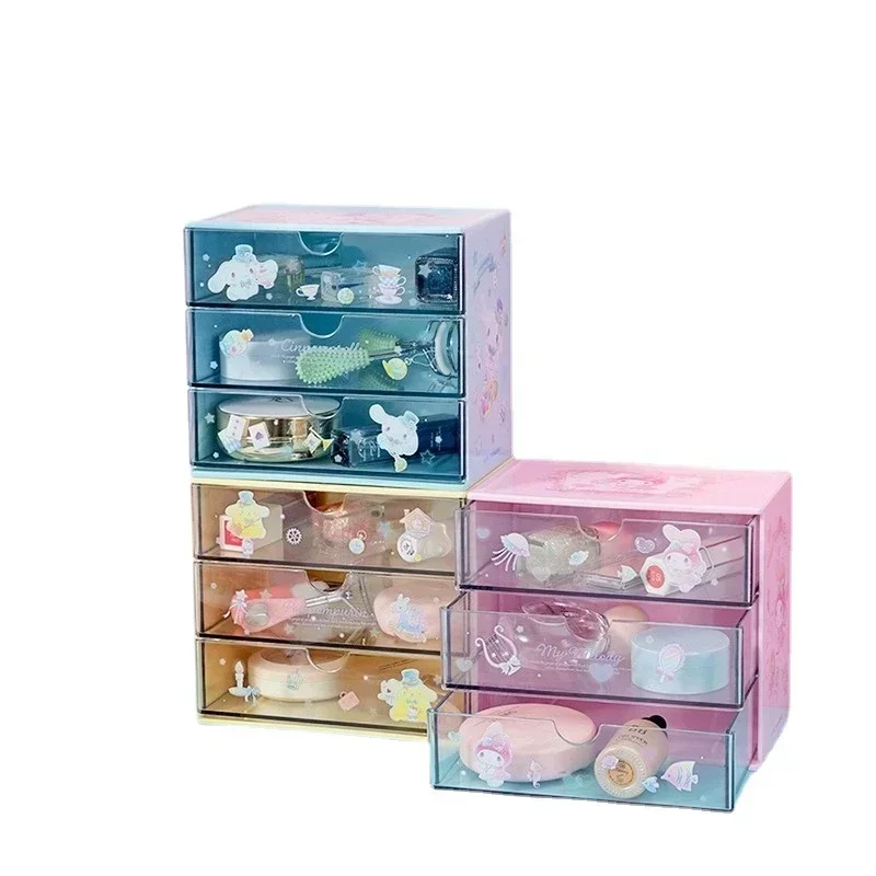 

Sanrio My Melody Cinnamoroll Drawer storage box Fashionable Cartoon Desktop Stationery File Storage Box Small items storage box