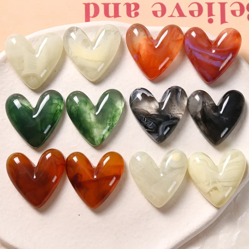 

New style 50pcs/lot ink color print geometry hearts shape flatback resin beads diy jewelry earring/garment/hair accessory