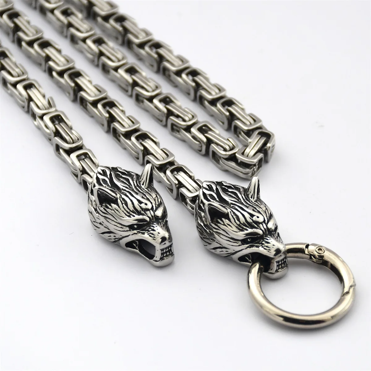 Nordic Celtic Wolf Men's Necklace Viking Wolf Head Stainless Steel Chain Celtic Wolf Pendant Rune Accessories Viking Jewelry