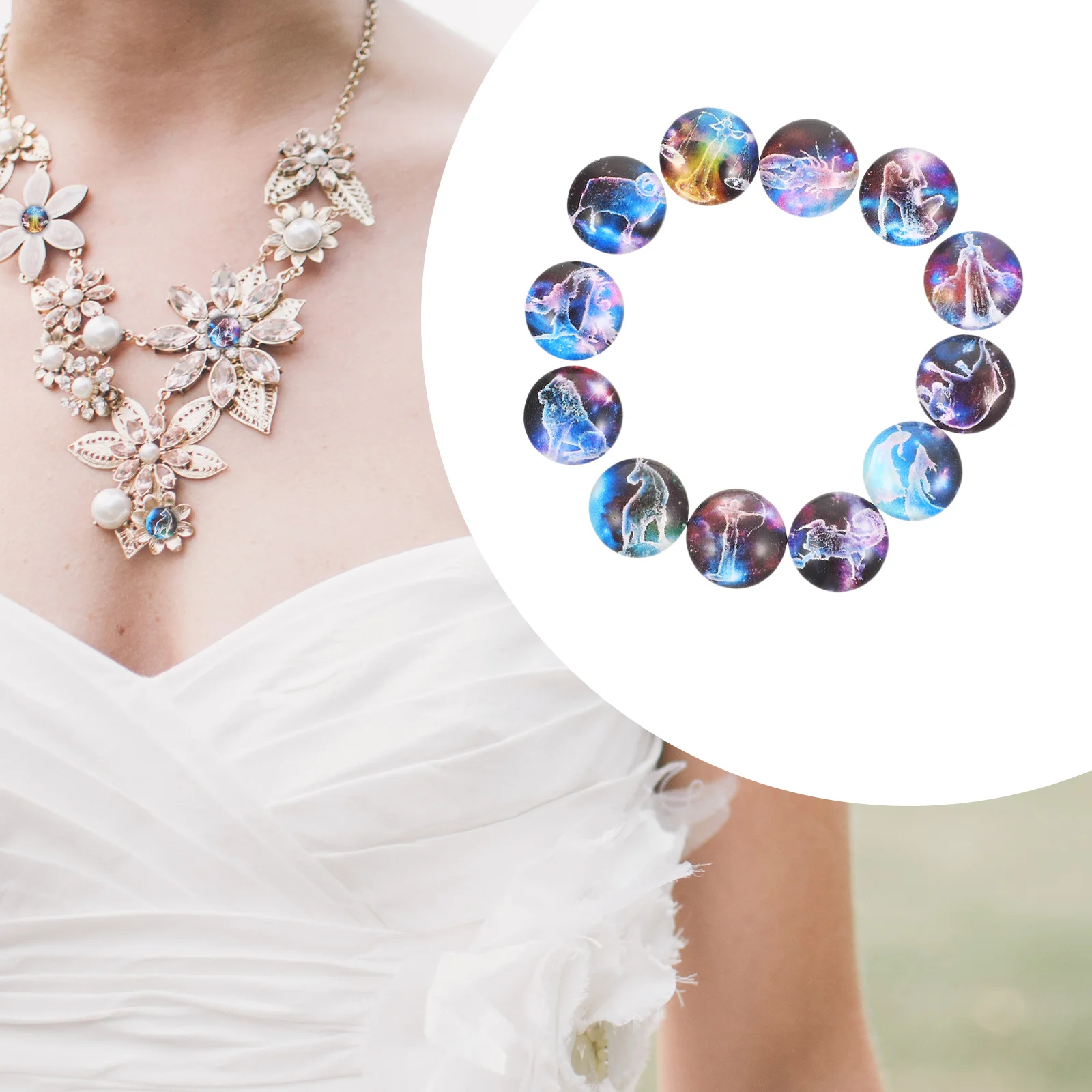 

Cabochons Diy Zodiac Constellation Gemstone Beads Dome Charms Jewelry Glass Flatback Signs Sign Making Supplies Patterns