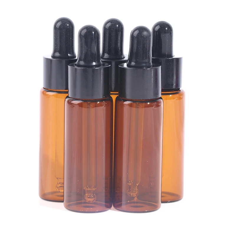 

5pcs Amber Glass Dropper Bottle 5ml 10ml 15ml 20ml Jars Vials With Pipette For Cosmetic Perfume Essential Oil Bottles