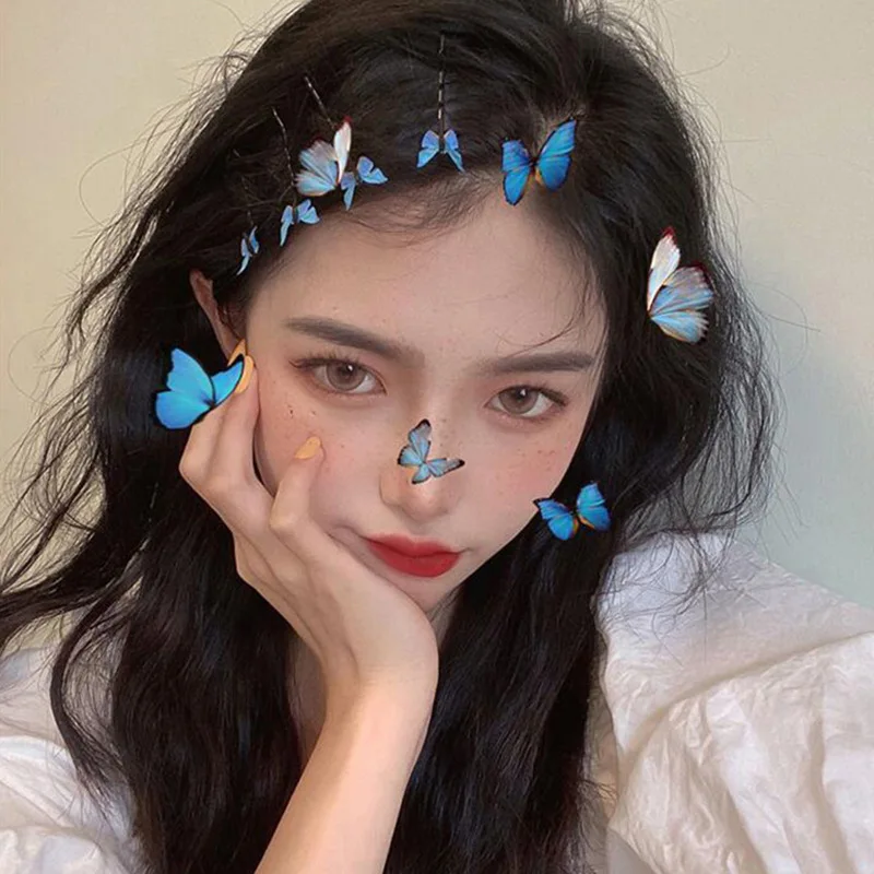 

ICECLOUDS 4PCS New Woman Sweet Butterfly Alloy Hair Pins Girls Cute Clips Korean Solid Summer 2022 Fashion Hair Accessories