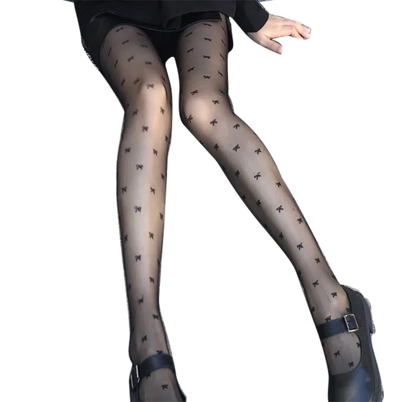 2024 сексуальные черные колготки в горошек со звездами и бабочками женские тонкие