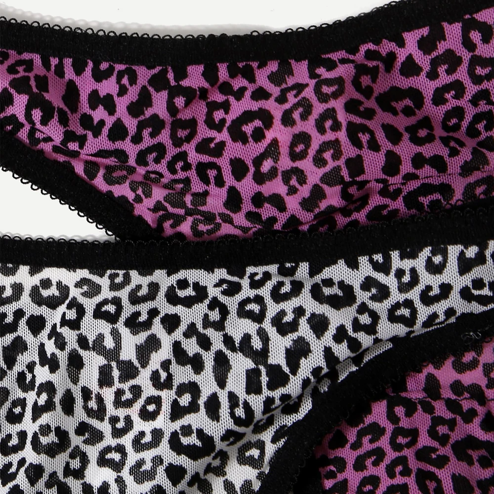 3 шт./упаковка Женские Трусы-стринги с леопардовым принтом