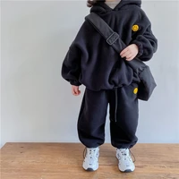 childrens clothing set 2022 spring and autumn fleece thickened fleece lined plush two piece set boys and girls suits children