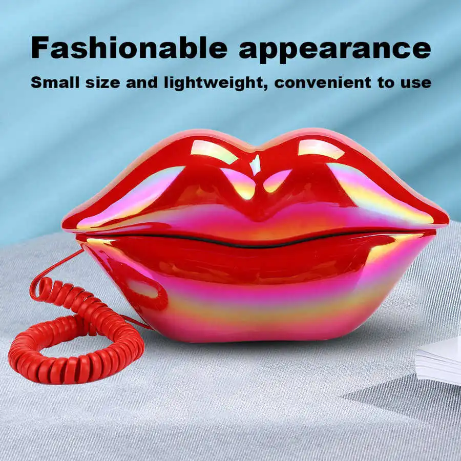 cordless phone Red Lips Landline Phone European Style Desktop Telephone for Home Office telephone portable | Компьютеры и офис