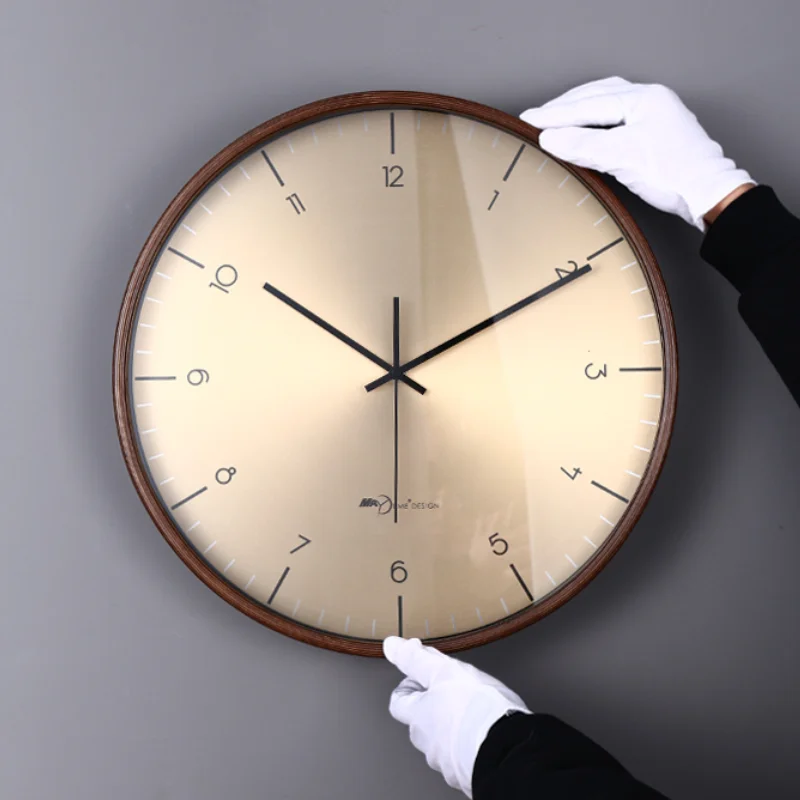 Роскошные простые цифровые настенные часы с деревянной каймой бесшумные