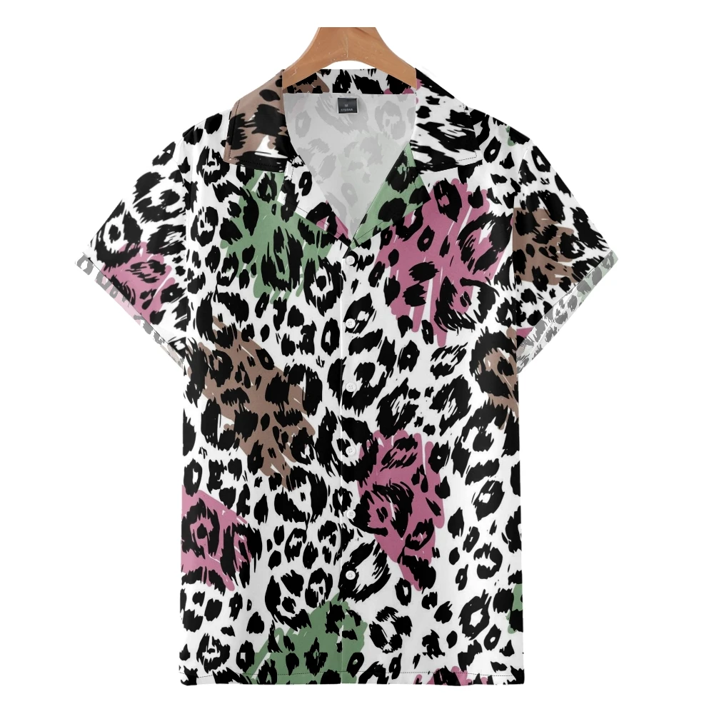 

Мужская модная рубашка в Кубинском стиле с леопардовым принтом, удобная дыхательная Повседневная Уличная одежда, пляжная одежда большого размера с короткими рукавами 5
