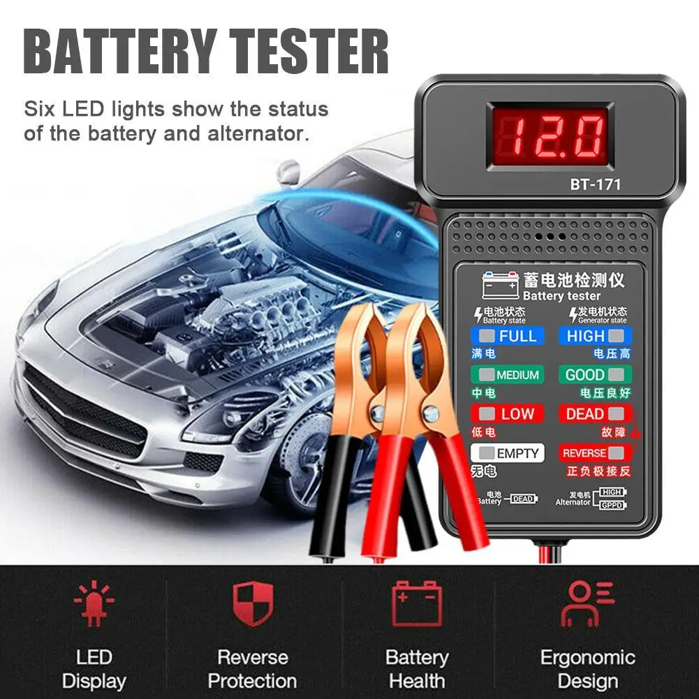 Car Battery Tester 12V LCD Digital Auto Battery Analyzer Charging Cranking System Tester Car Battery Checker Diagnostic Tool