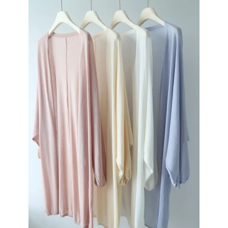 Женский трикотажный кардиган средней длины свободный топ с длинными рукавами и