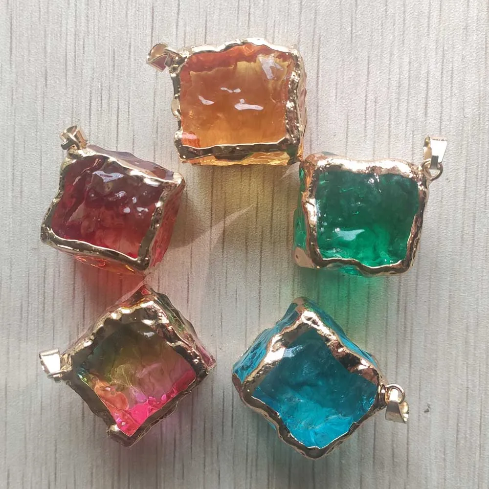 

Beautiful good quality crystal glass cube shape pendants for diy jewelry accessories making 5pcs/lot wholesale free shipping