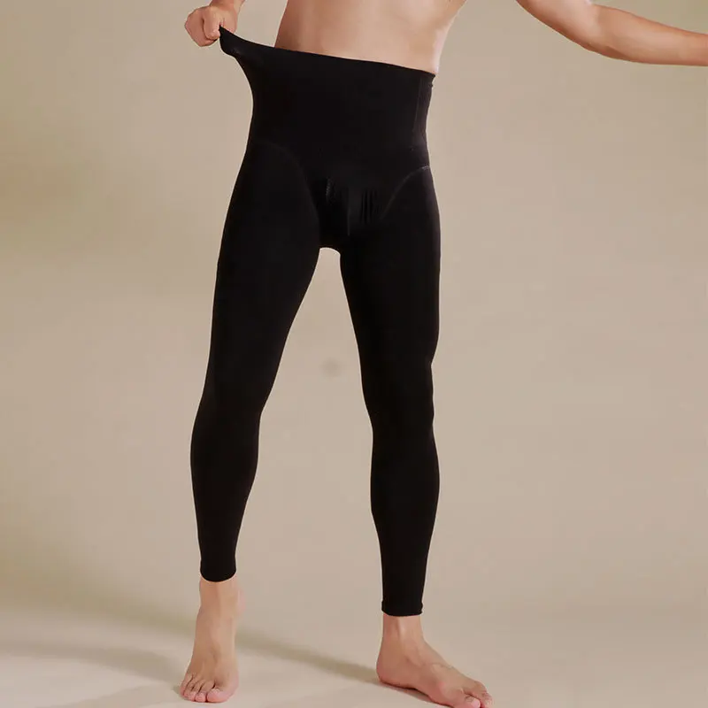 Мужские термобрюки с высокой талией антиобжимные флисовые колготки леггинсы