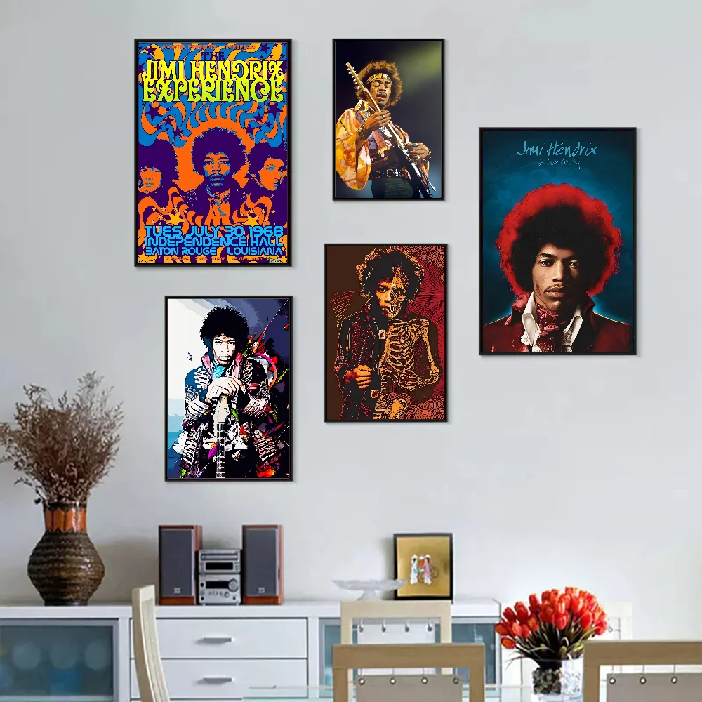 SINGER J-JIMI H-HENDRIX Self-adhesive Art Poster Whitepaper Prints Posters Artwork Aesthetic Wall Painting