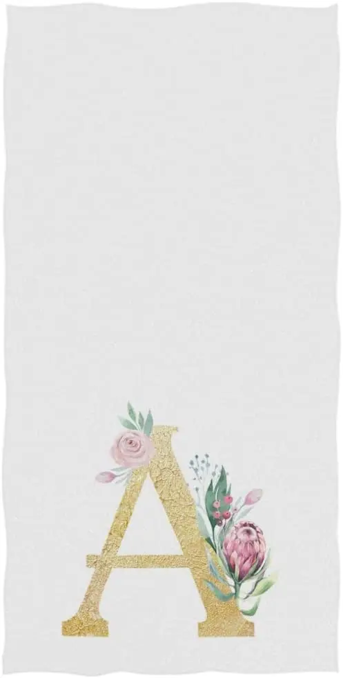 

Calligraphic Alphabet Monogrammed Personalized Gift Soft Highly Absorbent Large Hand Towels for Bathroom, Hotel, Gym Kitchen 16x
