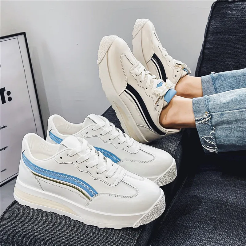 

New Men Casual Shoes Breathable Non-slip Wear-resistant Board Shoes Spring New FashionPu Leather Shoes White Shoes for Men