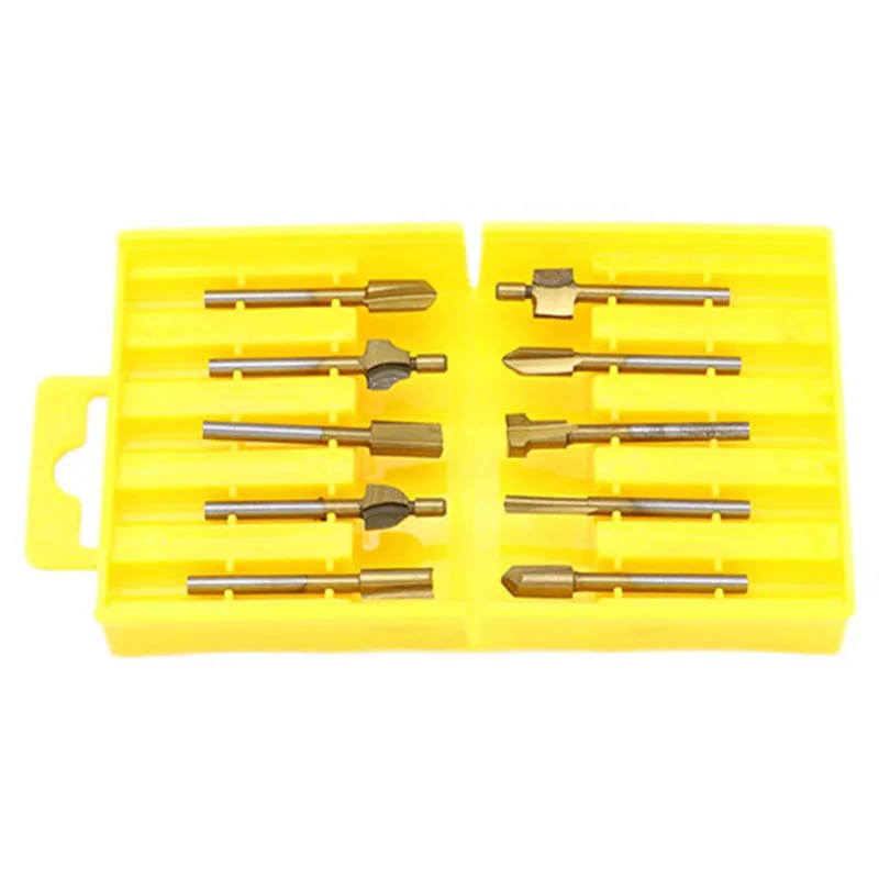 

10 шт. высокоскоростная стальная деревообрабатывающая Обрезка фреза с титановым покрытием с коробкой