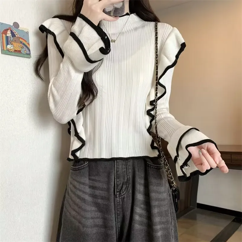 Женский трикотажный свитер-водолазка элегантная облегающая вязаная кофта с