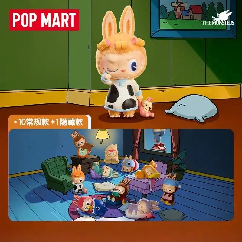 Фото POP MART THE MONSTERS LABUBU 1:00 A.M. Серия Kawaii Аниме Фигурка Кукла Модная игрушка Украшение рабочего стола Модель Mystery Box Подарок №1