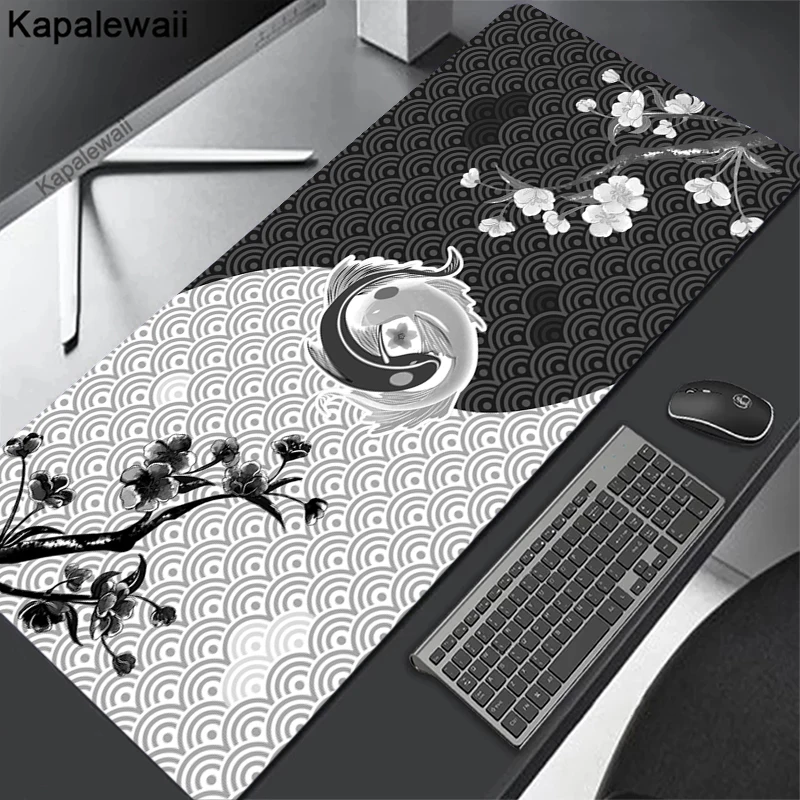 

Black Koi Mouse Pad Computer Mousepad XL Keyboard Pads Cherry Mouse Mat Large Deskmat Office Carpet Mause Mats Company Mousepads