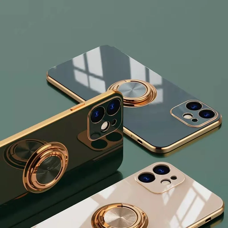 

Electroplated Ring Protective Cover On-board Magnetic Suction Suitable for Apple IPhone 12 Case 13promax11 / 7p / XS Luxury