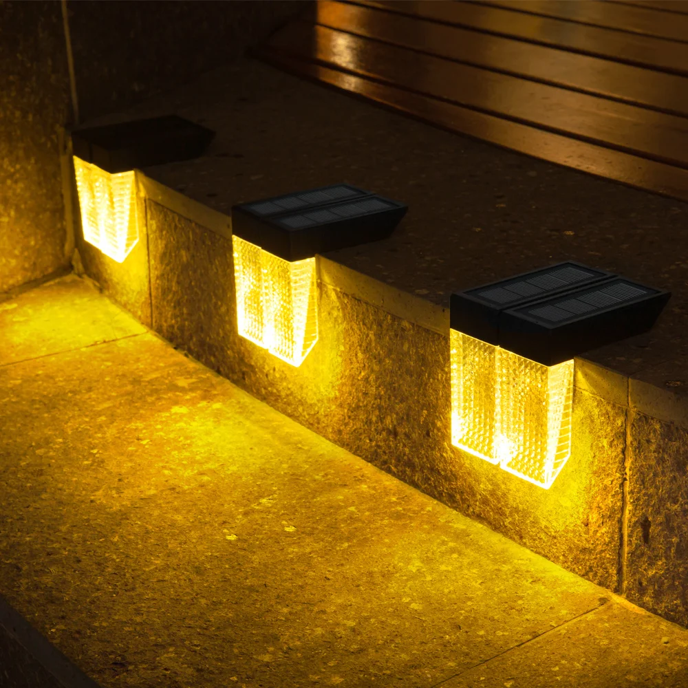 

1/2Pcs LED Solar Stair Lamp Waterproof Outdoor Garden Pathway Yard Patio Stairs Steps Fence Lamps with RGB Solar Night Light