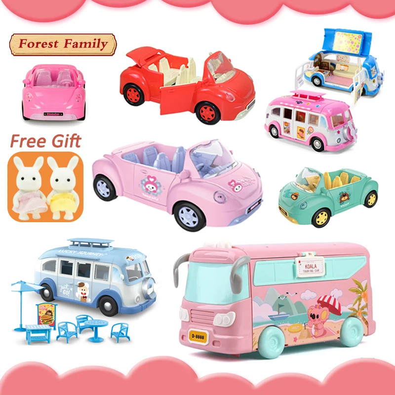 

DIY Kids Car Toys 1/12 Forest Family Doll House Picnic Car Set Miniature Dollhouse Furniture Dolls Play Pretend Toys For Girls